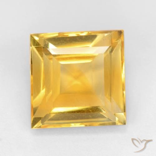 3.54 ct Golden Citrine Gemstone, Citrine Gem in Square Facet Shape for Sale.