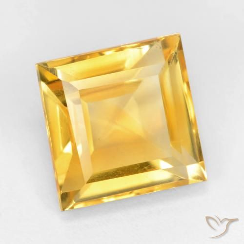 3.54 ct Golden Citrine Stone, Natural Citrine in Square Facet Shape for Sale
