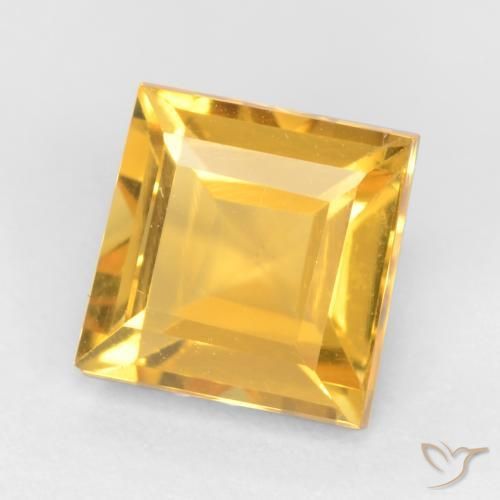1.51 ct Golden Citrine Stone, Natural Citrine in Square Facet Shape for Sale