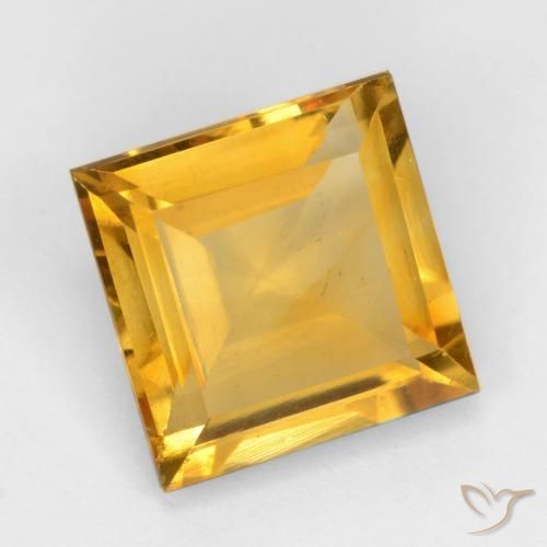 3.06 ct Golden Citrine Stone, Natural Citrine in Square Facet Shape for Sale