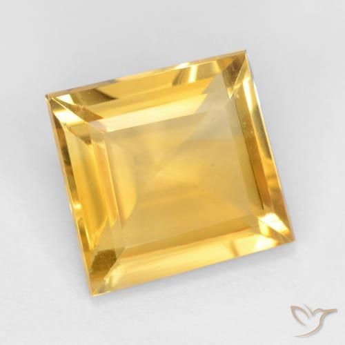 2.87 ct Golden Citrine Stone, Natural Citrine in Square Facet Shape for Sale