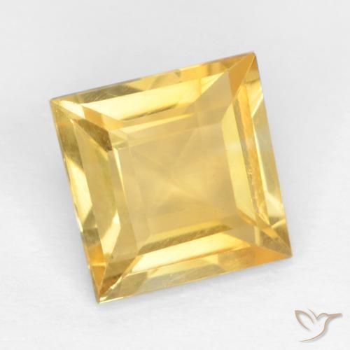 1.36 ct Golden Citrine Stone, Natural Citrine in Square Facet Shape for Sale