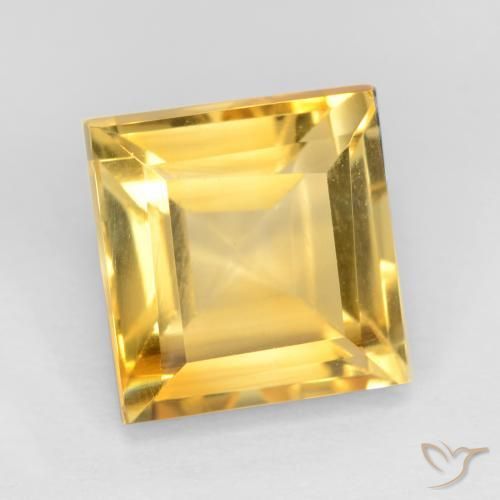 3.76 ct Golden Citrine Stone, Natural Citrine in Square Facet Shape for Sale