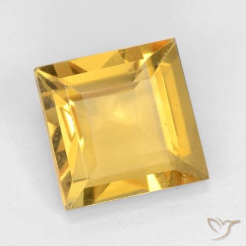 1.51 ct Golden Citrine Stone, Natural Citrine in Square Facet Shape for Sale