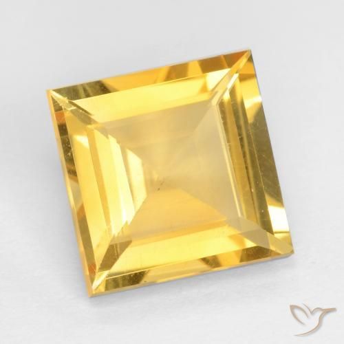 2.76 ct Golden Citrine Stone, Natural Citrine in Square Facet Shape for Sale
