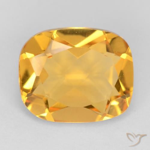 3.42ct Natural Golden Orange Citrine, Cushion, VS