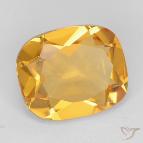 3.42 ct Golden Citrine Stone, Natural Citrine in Cushion-Cut Shape for Sale
