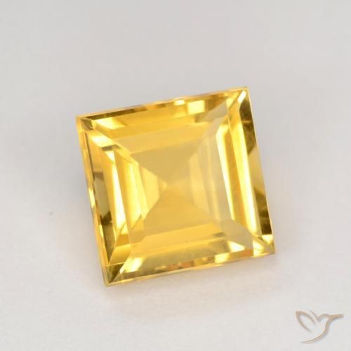 2.56 ct Golden Citrine Stone, Natural Citrine in Square Facet Shape for Sale