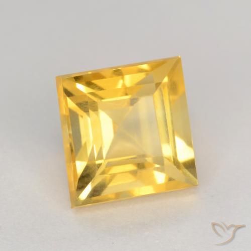 2.01 ct Golden Citrine Stone, Natural Citrine in Square Facet Shape for Sale