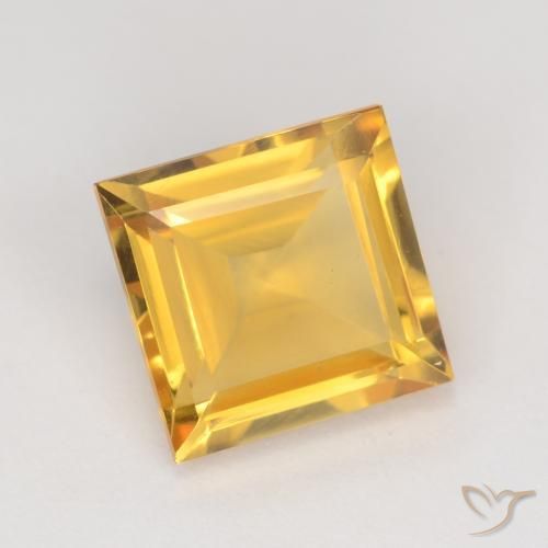 3.14 ct Golden Citrine Stone, Natural Citrine in Square Facet Shape for Sale