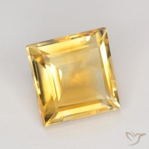 3.10 ct Golden Citrine Stone, Natural Citrine in Square Facet Shape for Sale