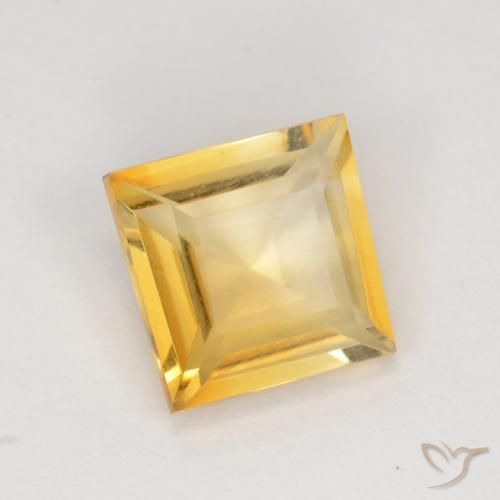 1.71 ct Golden Citrine Stone, Natural Citrine in Square Facet Shape for Sale