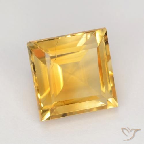 3.65 ct Golden Citrine Stone, Natural Citrine in Square Facet Shape for Sale