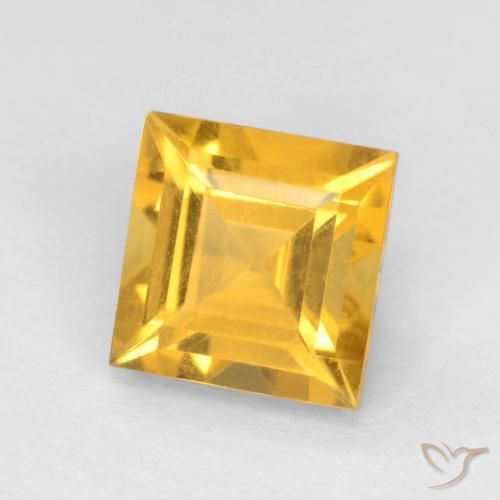1.60 ct Golden Citrine Stone, Natural Citrine in Square Facet Shape for Sale