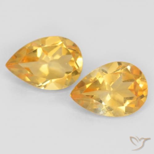 1.39ctw Natural Deep Golden Orange Citrine, Pear Shape, VVS-VS