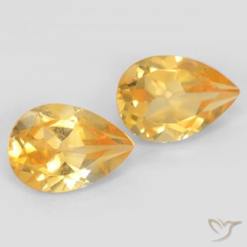 1.39 ctw Golden Citrine Stones, Natural Citrine in Pear Facet Shape for Sale