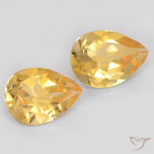 1.23 ctw Golden Citrine Stones, Natural Citrine in Pear Facet Shape for Sale