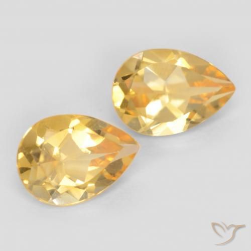 1.25 ctw Golden Citrine Stones, Natural Citrine in Pear Facet Shape for Sale
