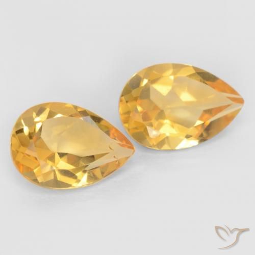 1.28 ctw Golden Citrine Stones, Natural Citrine in Pear Facet Shape for Sale