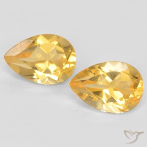 1.38 ct Yellow Citrine, 7.1 x 5 mm Pear Cut From Brazil, Photo A