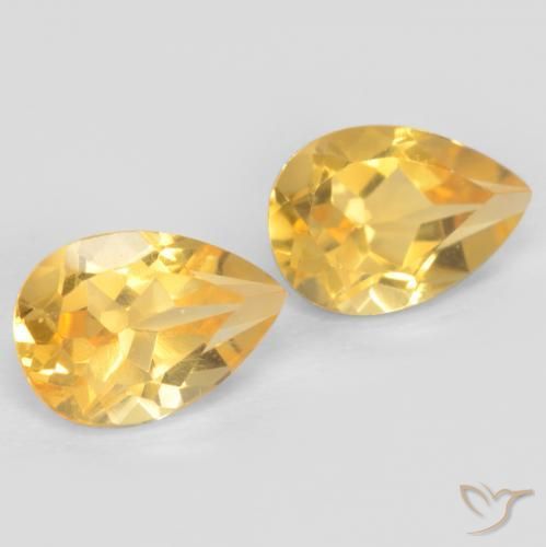 1.38 ctw Golden Citrine Stones, Natural Citrine in Pear Facet Shape for Sale