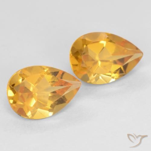 1.28 ctw Golden Citrine Stones, Natural Citrine in Pear Facet Shape for Sale