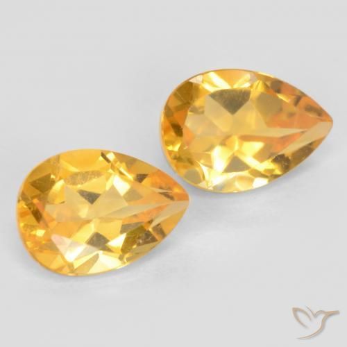 1.49 ctw Golden Citrine Stones, Natural Citrine in Pear Facet Shape for Sale