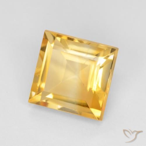 3.11 ct Golden Citrine Stone, Natural Citrine in Square Facet Shape for Sale