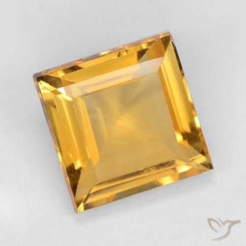 2.90 ct Golden Citrine Stone, Natural Citrine in Square Facet Shape for Sale