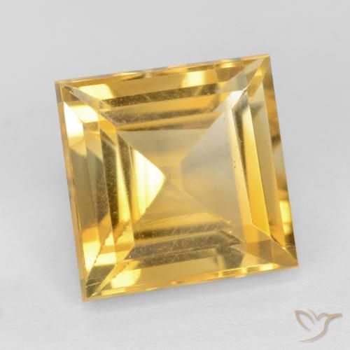 3.53 ct Golden Citrine Stone, Natural Citrine in Square Facet Shape for Sale