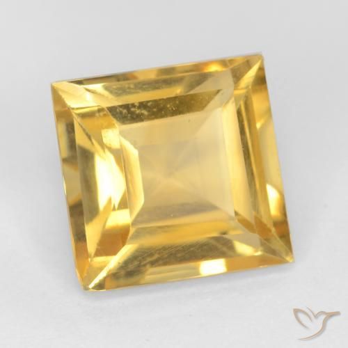 3.06 ct Golden Citrine Stone, Natural Citrine in Square Facet Shape for Sale