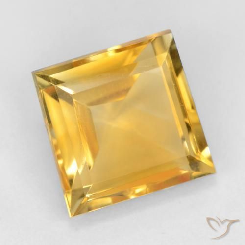 2.97 ct Golden Citrine Stone, Natural Citrine in Square Facet Shape for Sale