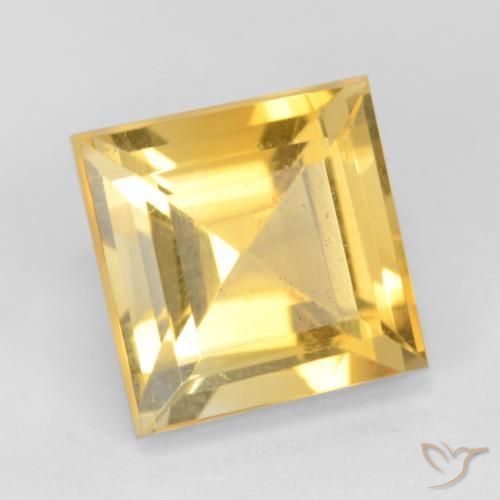 3.50 ct Golden Citrine Stone, Natural Citrine in Square Facet Shape for Sale