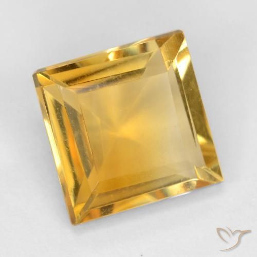 3.06 ct Golden Citrine Stone, Natural Citrine in Square Facet Shape for Sale