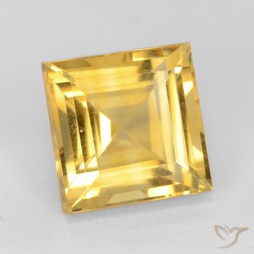 3.23 ct Golden Citrine Stone, Natural Citrine in Square Facet Shape for Sale