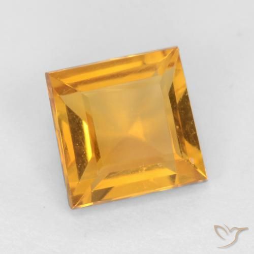 0.79 ct Golden Citrine Stone, Natural Citrine in Square Facet Shape for Sale
