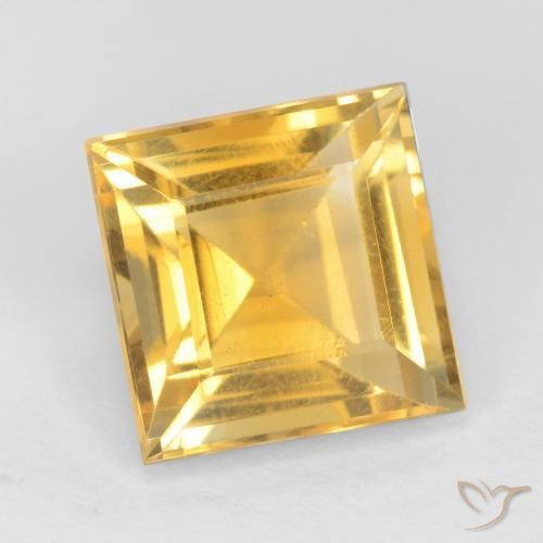 3.08 ct Golden Citrine Stone, Natural Citrine in Square Facet Shape for Sale