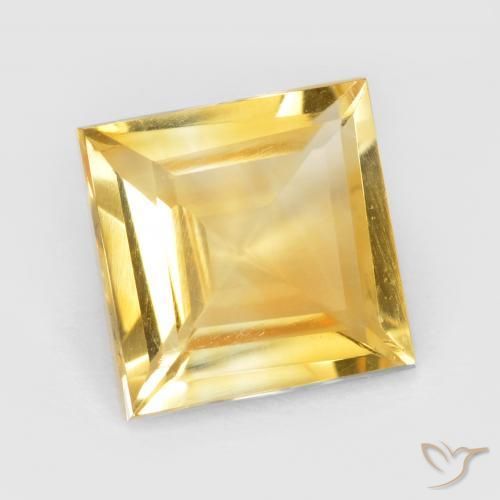 2.15 ct Golden Citrine Stone, Natural Citrine in Square Facet Shape for Sale