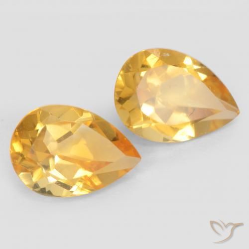 1.28 ctw Golden Citrine Stones, Natural Citrine in Pear Facet Shape for Sale