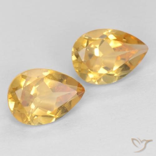 1.37 ctw Golden Citrine Stones, Natural Citrine in Pear Facet Shape for Sale