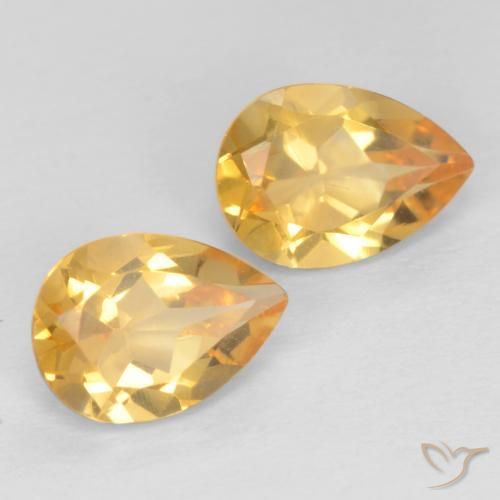 1.28 ctw Golden Citrine Stones, Natural Citrine in Pear Facet Shape for Sale