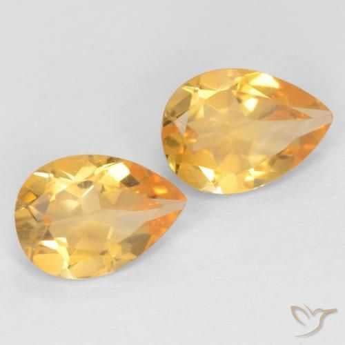 1.18 ctw Golden Citrine Stones, Natural Citrine in Pear Facet Shape for Sale
