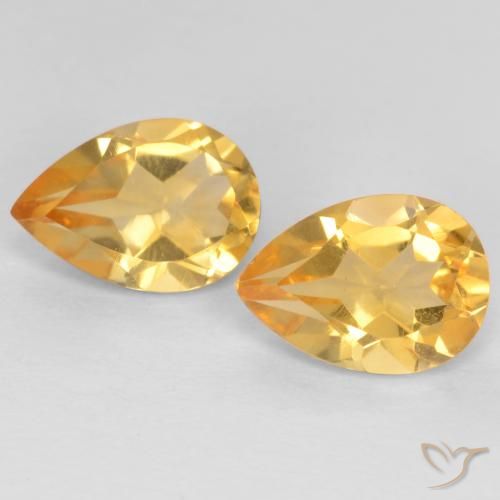 1.23 ct Yellow Citrine, 7.1 x 5 mm Pear Cut From Brazil, Photo A