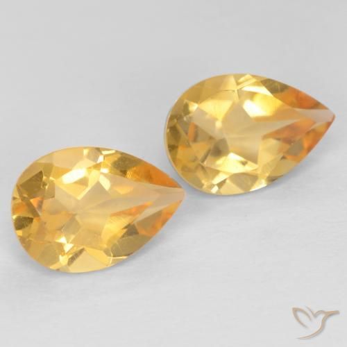 1.23 ctw Golden Citrine Stones, Natural Citrine in Pear Facet Shape for Sale