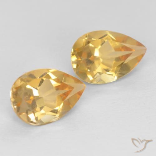 1.27 ctw Golden Citrine Stones, Natural Citrine in Pear Facet Shape for Sale