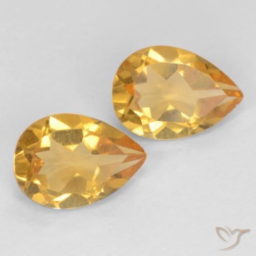 1.16 ctw Golden Citrine Stones, Natural Citrine in Pear Facet Shape for Sale