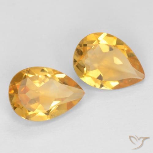 1.18 ctw Golden Citrine Stones, Natural Citrine in Pear Facet Shape for Sale