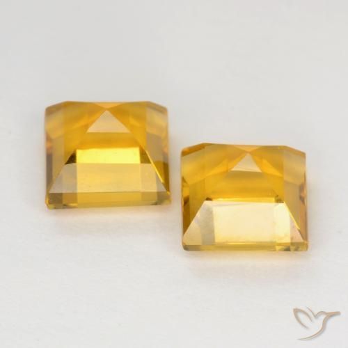 Citrine Gemstones in 6 x 6 mm (calibrated) Size for Sale, Citrine Stones in Bright Gold Color