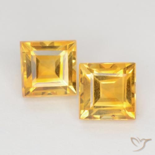 2.39 ct Yellow Citrine, 6.2 x 6.1 mm Square Cut From Brazil, Photo A