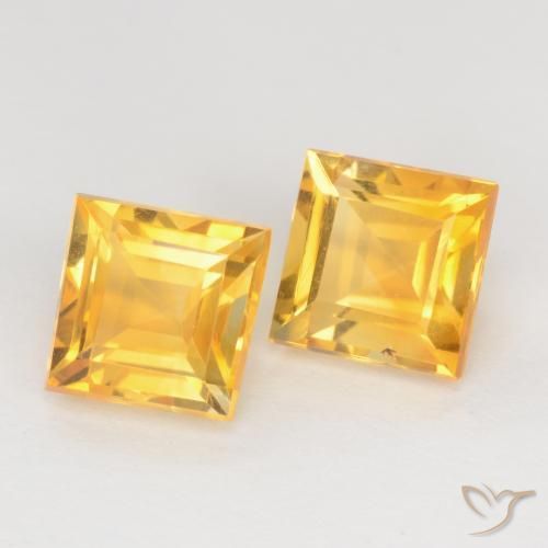 2.39 ctw Golden Citrine Stones, Natural Citrine in Square Facet Shape for Sale